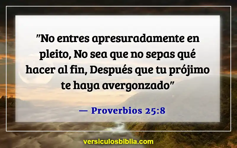 Versículos de la Biblia sobre llevar a las personas a los tribunales (Proverbios 25:8)